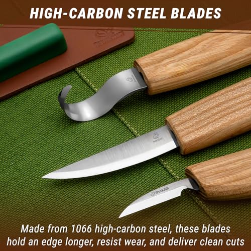 BeaverCraft S13 Wood Carving Tools Set for Spoon Carving 3 Knives Wood Carving Kit for Beginners Hook Knife Wood Carving Right-Handed Spoon Carving Whittling Knives (S13 Right-Handed)