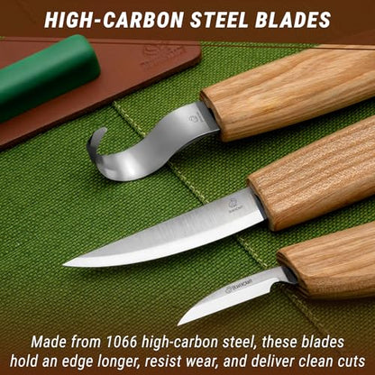 BeaverCraft S13 Wood Carving Tools Set for Spoon Carving 3 Knives Wood Carving Kit for Beginners Hook Knife Wood Carving Right-Handed Spoon Carving Whittling Knives (S13 Right-Handed)
