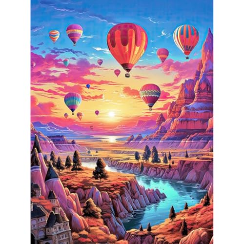 Camocin Diamond Art Kits for Adults, Hot Air Balloon Diamond Painting | Gem Art, Diamond Dot, 5D Full Round Drill, Adventure Wall Decor, DIY Craft Gift, 12x16 Inch - color: LBDP1P06
