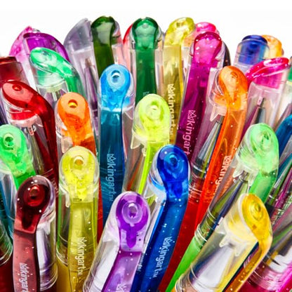 KINGART 400-30 Comfort Grip Gel Pens, Set of 30 Unique Glitter Colors - color: Glitter