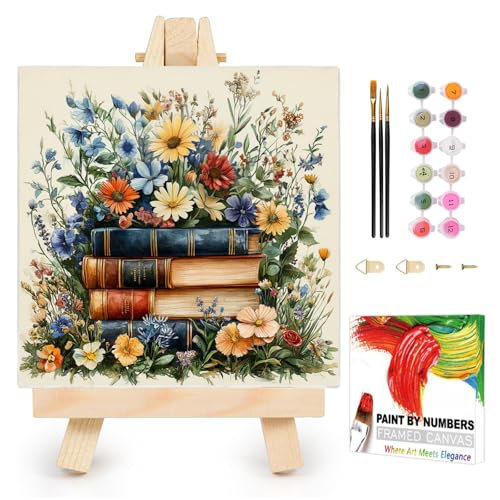 AUKELHJ Framed Paint by Numbers Kit for Adults, Book, 10x10 inch - color: 13-Book