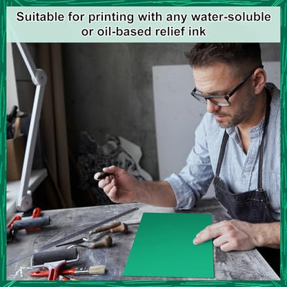 Yeaqee 8 Pcs 8 x 10 Inch Linoleum Blocks for Printmaking, Green - color: Green, size: 8 x 10 Inch