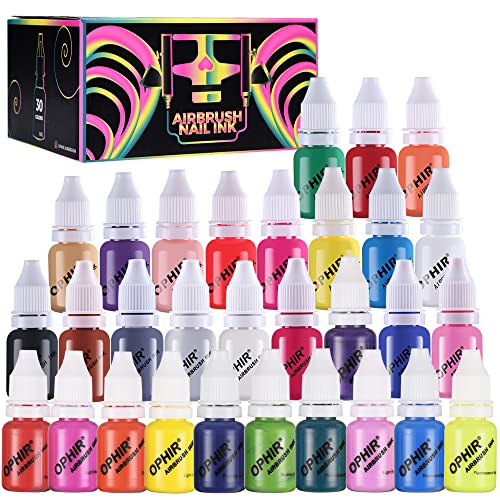 OPHIR Nail Airbrush Paint, 30 Colors Acrylic Color Set, 10ML Bottles | Designed For Nail Artists, Hobby Creators, Model Painters, And Craft Enthusiasts - color: 30 Colors Set