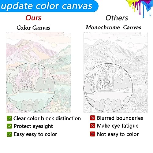 Jethami 2 Pack Paint by Numbers for Adults Beginner, Mountains Sunset Plant Landscape DIY Canvas Art Kit for Relaxation 16x20 in - color: national park landscape
