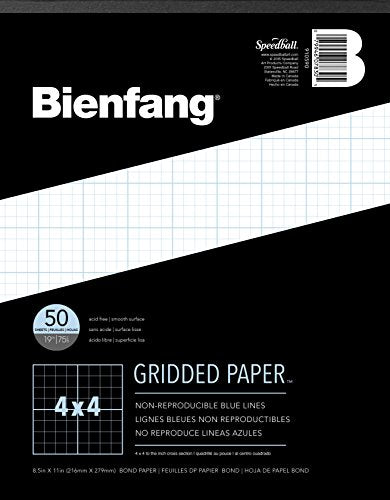 Bienfang Designer Grid Paper Pad, 4x4 Cross Section, 8.5 x 11 inches, 50 Sheets - color: 4x4 Cross Section, size: 8.5 x 11
