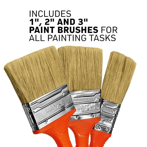Premium Paint Brush Set – 3-Piece Boiled Bristle Brushes (1”, 2”, 3”) for Precision Painting | Professional & DIY Paint Brushes for Walls, Trim, Furniture & Crafts