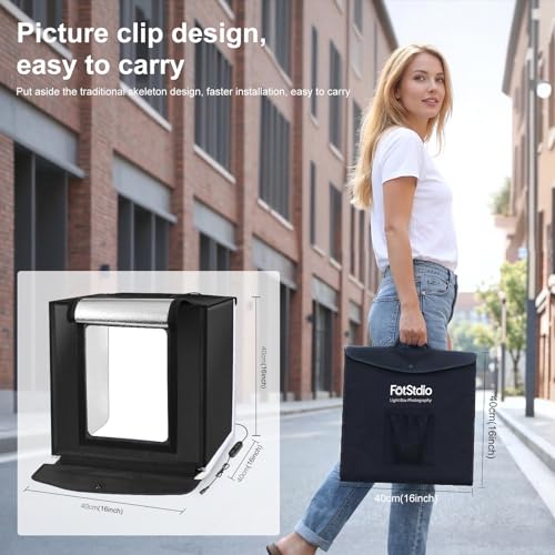 16x16 Inch Photo Studio Light Box Photography with 144 LEDs (CRI>95) & 6 Backdrops, Portable/Dimmable Folding Shooting Tents for Toys/Jewelry/Watches/Cosmetics/Food - size: 16 x16 inch