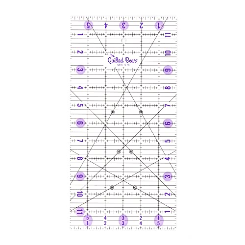 The Quilted Bear Quilter's Bundle - 12" x 12" Rotating Cutting Mat (Green), 6" x 12" Quilting Ruler & 45mm Rotary Cutter Bundle for Quilting & Crafting