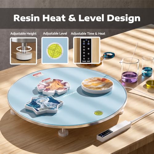 OFFNOVA 16" Large Round Resin Heating Mat & Leveling Table, 2-in-1 Epoxy Resin Tools, Resin Curing Machine for Resin Molds, Undeformed Resin Dryer with Smart Timer & Temperature Control, Silicone Mat - size: 16" Resin Curing Kit