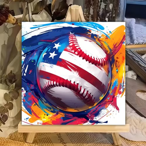 XTCIXAL Paint by Numbers Kit for Kids with Frame, Baseball, 8X8 inch - color: 04-Baseball