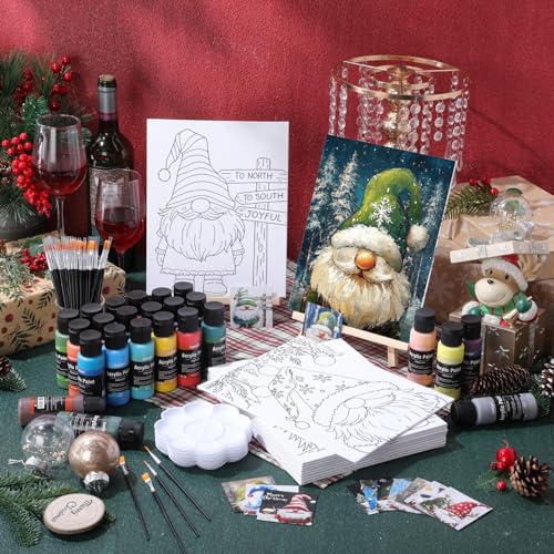 Sherr 12 Pcs Pre Drawn Canvas for Adults,Xmas Gnome,8 x 10 Inch - size: 8 x 10 Inch, style: Xmas Gnome