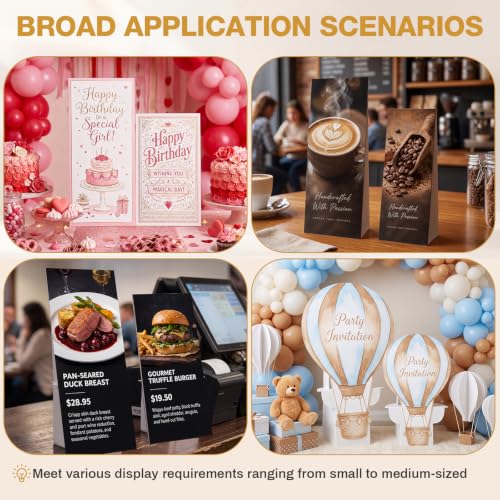 30 Pack Cardboard Easel Stand 15" & 12" Self Adhesive Cardboard Easel Back Display Stand for Table Top Photo Picture Poster Foam Board Painting Canvas Art Craft Retail Wedding Sign Holder - size: 12" & 15"