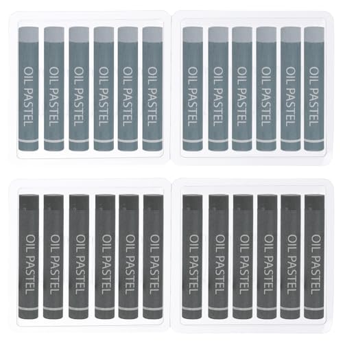 PATIKIL Gray, Dark Gray Oil Pastels, 24Pcs Soft Oil Crayons Creamy Pastels Stick Art Supplies for Art Painting Drawing Blending Graffiti for Artists Beginners - color: Gray/Dark Gray