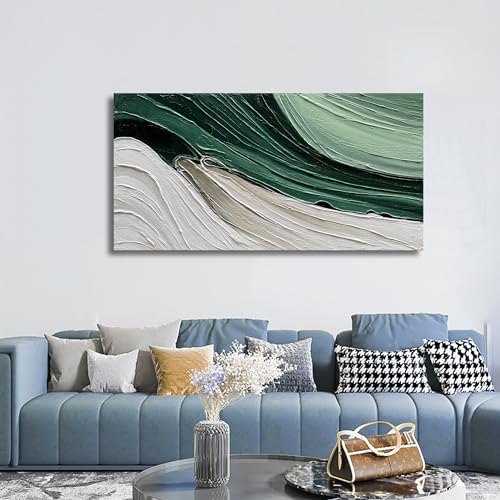 Art 24x48 Inch Hand-Painted Green Texture Oil Painting Modern Abstract Canvas Art Home wall Decoration - color: Dn168