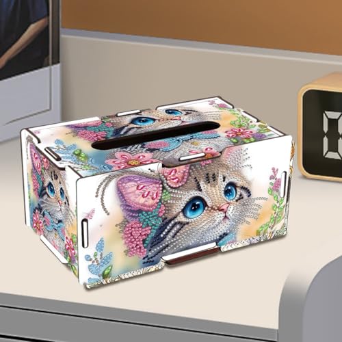 LSQFS DIY Diamond Art Tissue Box Kit,Cat,Ideal Gift,1PC - color: Cat 1