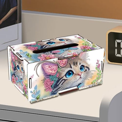LSQFS DIY Diamond Art Tissue Box Kit,Cat,Ideal Gift,1PC - color: Cat 1