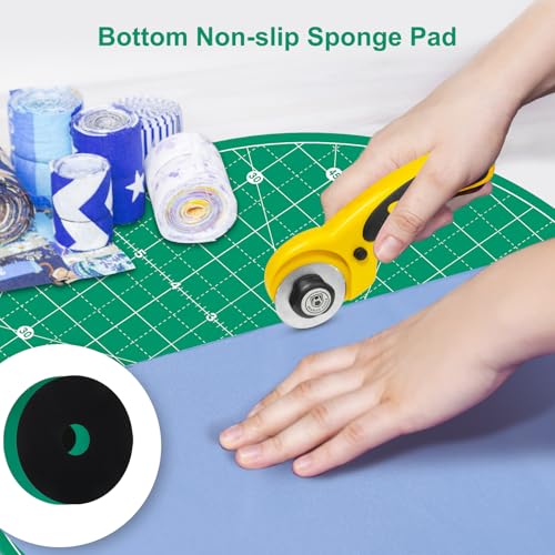 13"x13" Round Rotating Cutting Mat, Self Healing Mat with 360-Degree Rotation & Anti-Slip Base, Sewing Board Cutting Mat Perfect for Fabric Quilting Leather Hobby Project, Green - color: Green, size: 13"L x 13"W