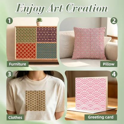 Texture Stencils for Crafts Reusable 16Pcs Stencils(5.9X5.9 inch) - color: Texture 13