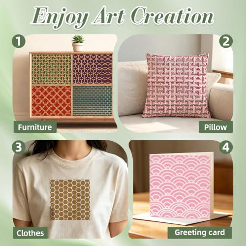 Texture Stencils for Crafts Reusable 16Pcs Stencils(5.9X5.9 inch) - color: Texture 13