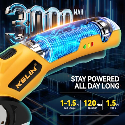 2026 New 3000mAh Electric Cardboard Box Cutter with 4 Blades, Cordless Electric Scissors with Safety Lock & LED Light, Storage Box, 300 RPM, Electric Cutter for Fabric Carpet Carton Leather Cloth - color: Yellow-orange 1