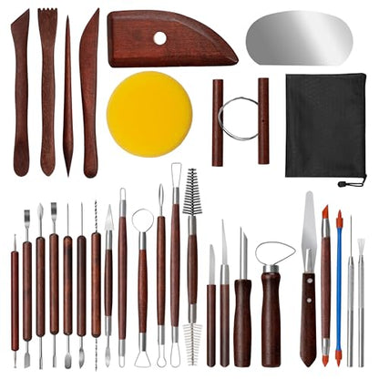 Amrules 31 Pcs Polymer Clay Sculpting Tools Kit for Adults, Red - color: Red-31Pcs