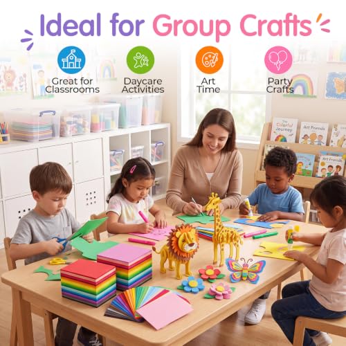 Ctosree 150 Pcs Foam Sheets Crafts 8.5 x 5.5 Inch Foam Paper, Multicolor - color: Multicolor