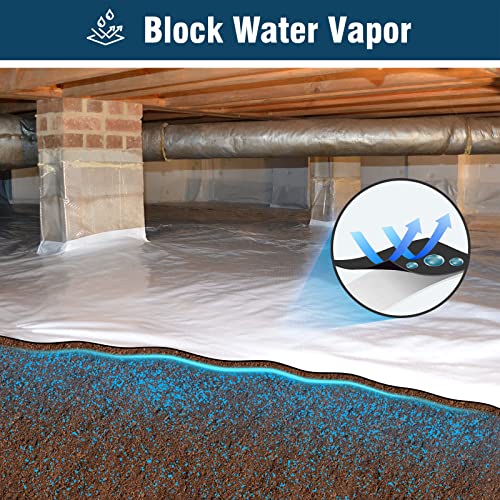 Crawl Space Vapor Barrier, 10 Mil 10x100' Black/White Panda Film | Thick Plastic Sheeting, Plastic Drop Cloth Covering for Crawlspace Encapsulation, Suitable for Commercial and Residential Use - size: 10mil 10'x100'