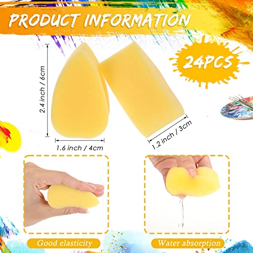 Yinkin 24 Pcs Face Paint Sponge Petal Face Painting Oval Sponges High Density Face Painting Supplies for Kids Adults Art Work Halloween Makeup Body Paint (Yellow)