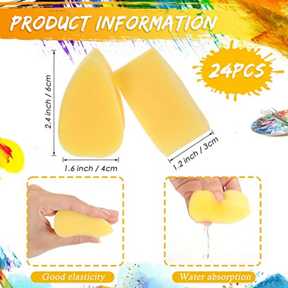 Yinkin 24 Pcs Face Paint Sponge Petal Face Painting Oval Sponges High Density Face Painting Supplies for Kids Adults Art Work Halloween Makeup Body Paint (Yellow)