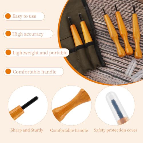 5 Pcs Linocut Carving Tools Set with Storage Bag - Triangular Linoleum & Wood Carving Knife Chisel V Shaped Tools for Linocut Printmaking & Woodcarving (1.5mm, 2mm, 3mm, 4mm, 5mm)