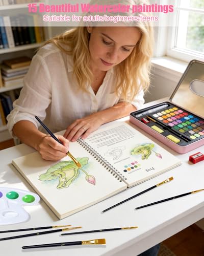 15 Beautiful Animal Watercolor Workbook for Adults Beginner | Adult Coloring Books, Beginner Watercolor Workbooks, Step-by-step Easy Coloring Book, Cute Sketchbook, Book Only - color: c-animal