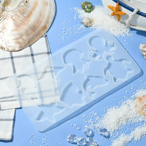 3 Pcs Ocean Marine Animal Silicone Molds for Resin Keychain Epoxy DIY Jewelry Making - color: 3pcs-138x259x8mm-ocean marine molds