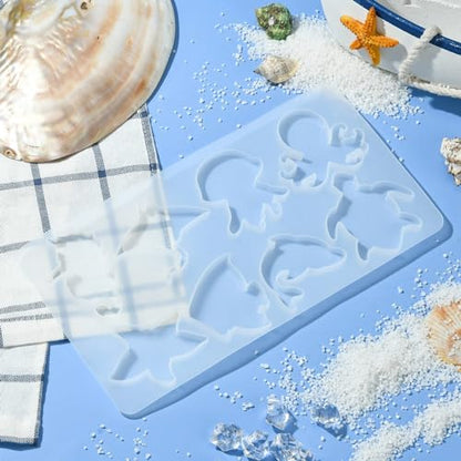 3 Pcs Ocean Marine Animal Silicone Molds for Resin Keychain Epoxy DIY Jewelry Making - color: 3pcs-138x259x8mm-ocean marine molds