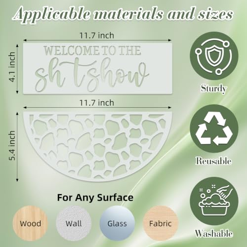 Welcome Stencils for Crafts Reusable 12Pcs Stencils(Length 11.7 Inch) - color: Welcome
