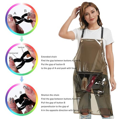 Hair Stylist Apron for Women - Waterproof Barber Nail Tech Apron Hairdresser Hairstylist Salon Aprons with Pocket - color: Black