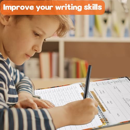 gisgfim Grooved Cursive Handwriting Workbook Magic Reusable Grooved Cursive Handwriting Practice Guided Tracing with Disappearing Ink Pens for Beginners Kids Learning Activities Supplies (Sentence) - style: Sentence