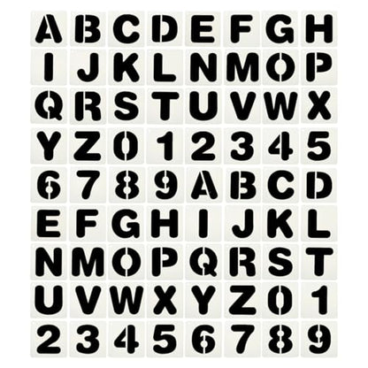 PATIKIL 2 Set 2.5" Letter Number Stencils, 36Pcs Square Reusable Letter and Number Stencil Templates for Painting on Wall Wood Fabric Signage, Uppercase Letter Style - size: 2.5"