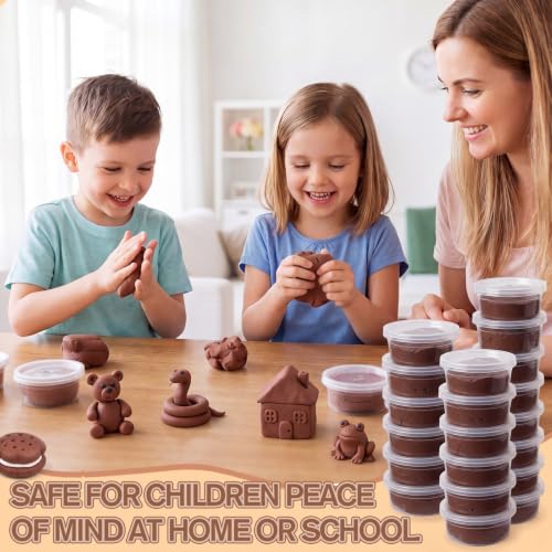 VioraWhite 48 Pcs Air Dry Clay Bulk 1.6lb Modeling Clay Kit,Light Brown | Soft & Stretchable, Magic Foam for Kids, DIY Molding, Arts & Crafts, Boys Girls Party Favors, Cosplay Sculpting Supplies - color: Light Brown