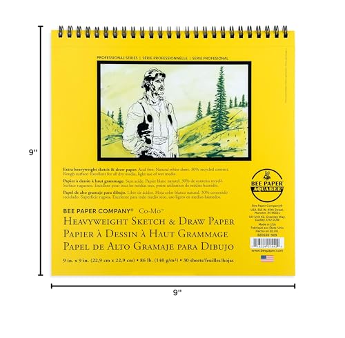 Bee Paper 9" x 9" Co-Mo Heavyweight Sketch Paper Pad, 30 Sheets