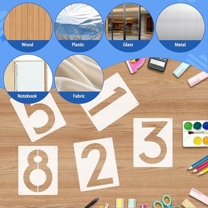 10PCS Number Stencils,6 Inch Plastic Number Stencils Paint Templates - size: 6 Inch