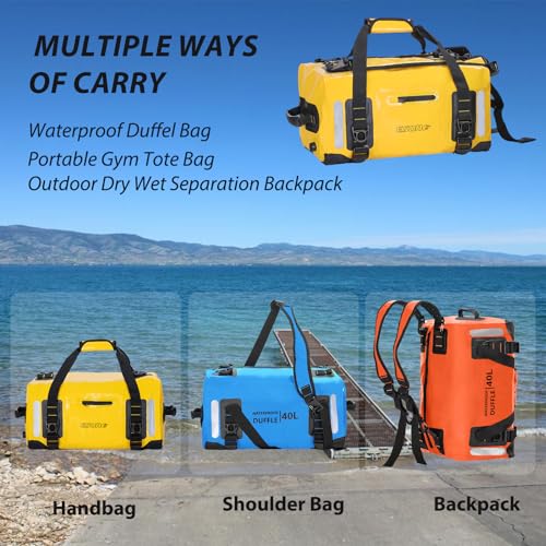 ESONE Dry Bags Waterproof Backpack for Men/Women, 90L, Ideal for Kayaking, Travel, Boating, Camping, Paddle Board, Surfing - color: Yellow, size: 90L