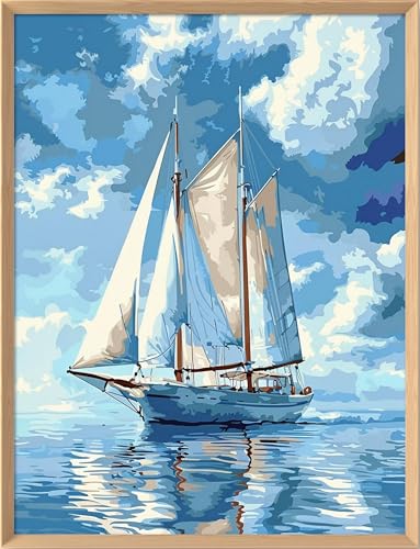 Leczany Cross Stitch Stamped 11CT 3 Strands Kits for Adults Beginners Patterns Craft Kit Needlepoint Full Range of Embroidery Kits DIY Starter | Sailboat 15.8×20.9 inches - color: 11CT Stamped kits, Sailboat 15.8×20.9 inches