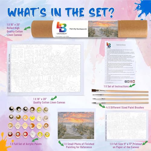 Ledgebay Paint by Numbers Kit for Adults, 16x20 Unframed Canvas - color: Morning Ride, size: 16" x 20" Unframed