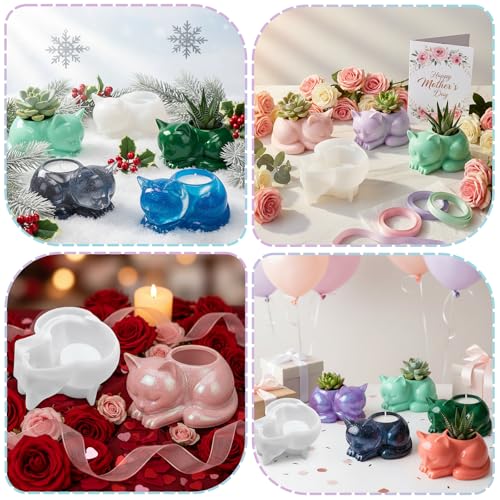 3D Cat Resin Molds, Animal Candle Silicone Molds for Epoxy Resin - color: Cat Resin Mold