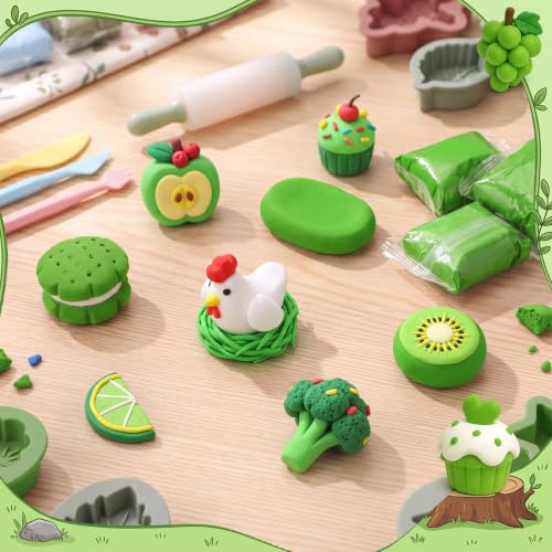 VioraWhite 100 Pcs Air Dry Clay Bulk Modeling Clay for Kids Lightweight Foam Modeling Clays DIY Molding Clays for Kids Adults Crafts Gifts School Project Supplies (Green) - color: Green
