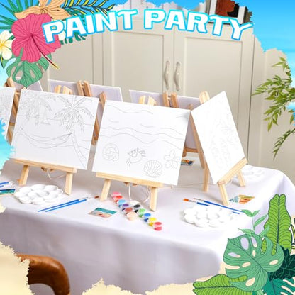 Affrolling 12 Pcs Pre Drawn Canvas for Painting for Adults 8 x 8 Inch Canvas Painting Kits Stretched with Drawing Ready to Paint Beginner Artists Date Night Party Supplies(Beach) - style: Beach