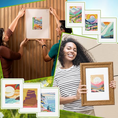 Xuhal 30 Pcs Landscape Small Diamond Painting Kits for Adults Sunrises & Sunset Mini Diamond Art Kits Mini Mountain Landscape Rhinestones Crafts with Cardboard for Home Wall Decor - style: Scenery