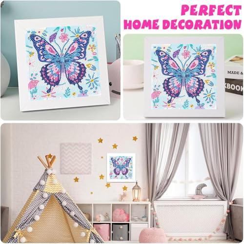 Butterfly Diamond Art Painting Kits for Kids with Frame Ages 6-12 (7x7 in) - color: CC1035