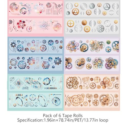 PET Tape Stickers for Journaling Supplies, Gears Journal Tape Stickers - color: Fantasy