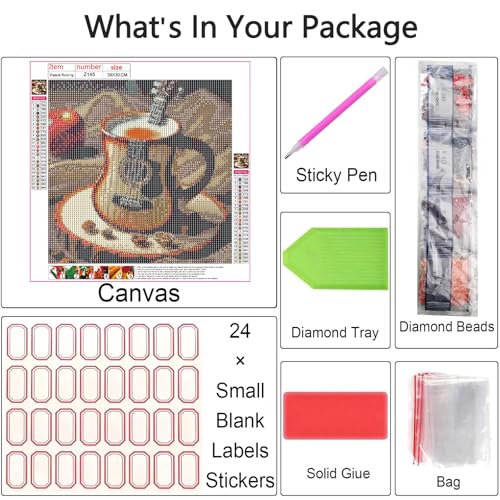 Shouruihua Coffee Diamond Painting Kits for Adults, Guitar Diamond Art Kit | Music, Gem Art, Diamond Dotz Kits, Diamond Dots, Full Round Drill Diamond Painting Kits Beginner, 11.8x11.8 in - color: Coffee